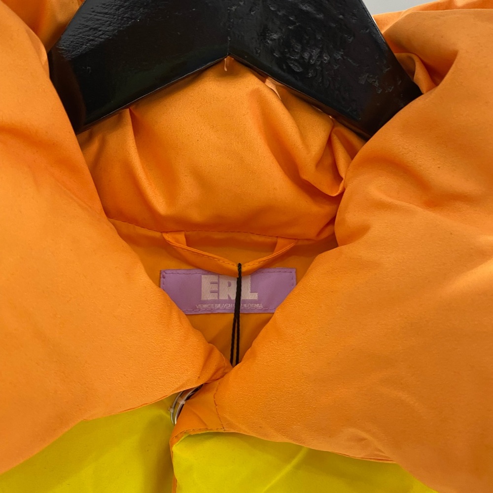 ERL Orange & Yellow Down Woven Puffer Vest - Picture 3 of 5